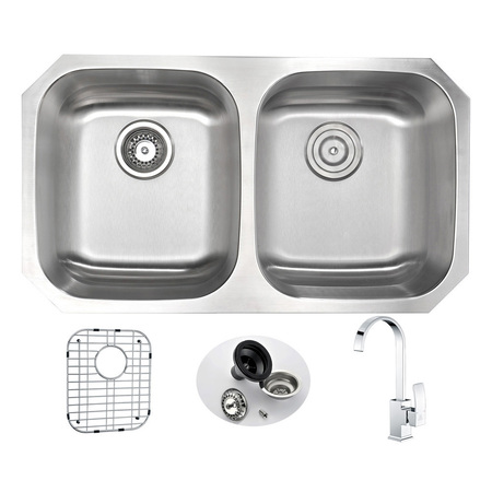 ANZZI Moore Undermount 32" Kitchen Sink with Opus Faucet in Polished Chrome KAZ3218-035